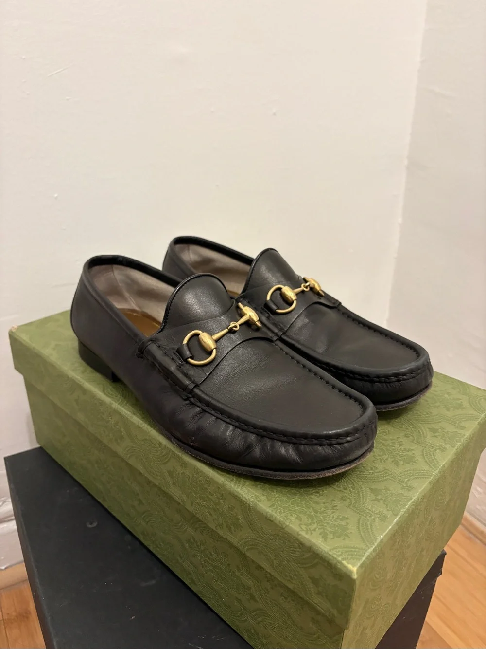 Gucci 1953 Black Leather Horsebit Slip-On Loafers